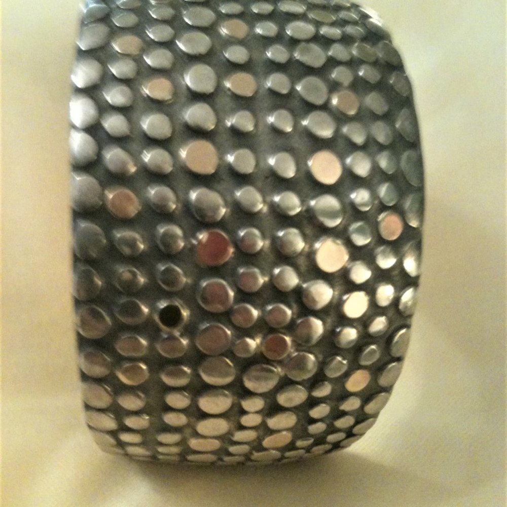 POLKA DOT SILVER AND GOLD CUFF MADE IN INDIA MARKED 925 14K